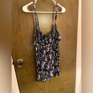 Torrid Floral Print Navy Tank